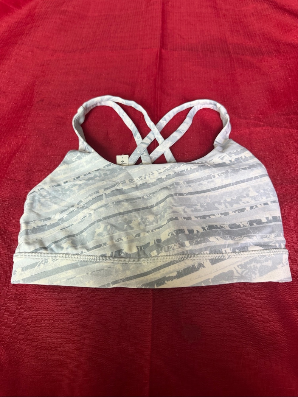 lululemon athletica Light Gray Patterned Strappy Sports Bra